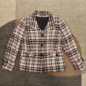 Talbots - Women’s Black, White, and Red Tweed Blazer Jacket - 12